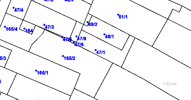 Parcela st. 47/1 v KÚ Lužice u Hodonína, Katastrální mapa