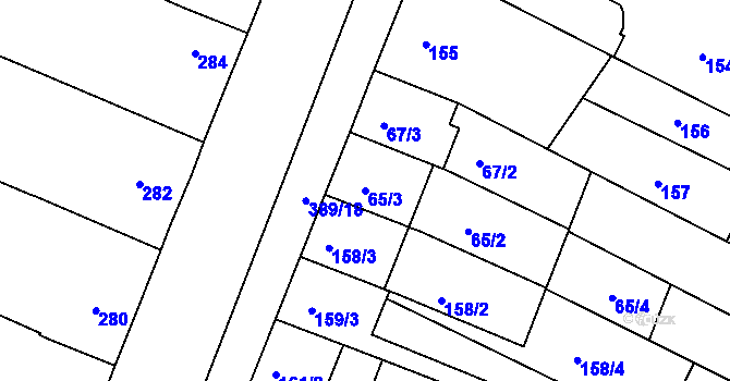 Parcela st. 65/3 v KÚ Lužice u Hodonína, Katastrální mapa