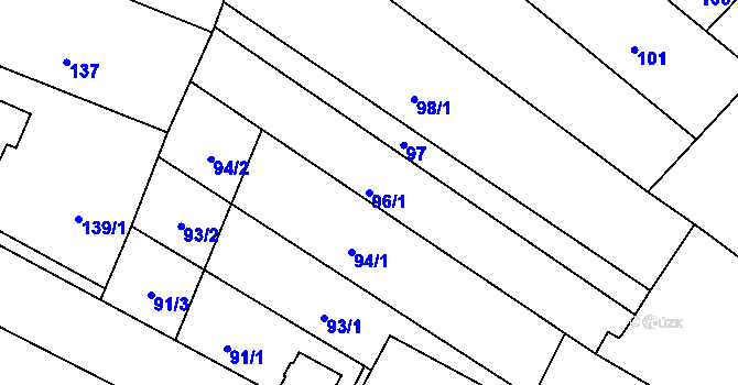 Parcela st. 96/1 v KÚ Lužice u Hodonína, Katastrální mapa