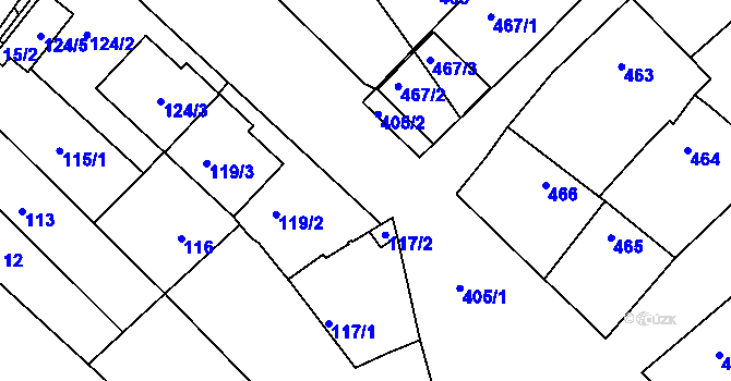 Parcela st. 118 v KÚ Lužice u Hodonína, Katastrální mapa