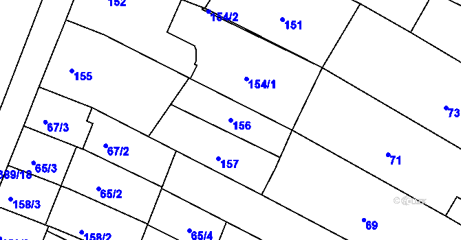 Parcela st. 156 v KÚ Lužice u Hodonína, Katastrální mapa