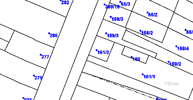 Parcela st. 161/2 v KÚ Lužice u Hodonína, Katastrální mapa