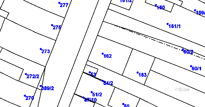 Parcela st. 162 v KÚ Lužice u Hodonína, Katastrální mapa