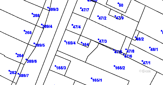 Parcela st. 164 v KÚ Lužice u Hodonína, Katastrální mapa