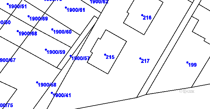 Parcela st. 215 v KÚ Lužice u Hodonína, Katastrální mapa