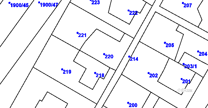 Parcela st. 220 v KÚ Lužice u Hodonína, Katastrální mapa