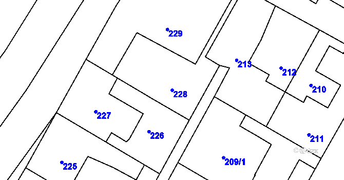 Parcela st. 228 v KÚ Lužice u Hodonína, Katastrální mapa