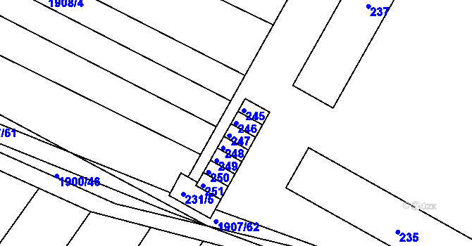 Parcela st. 246 v KÚ Lužice u Hodonína, Katastrální mapa