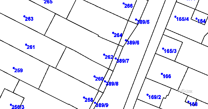Parcela st. 262 v KÚ Lužice u Hodonína, Katastrální mapa