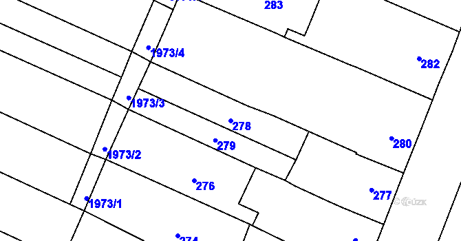 Parcela st. 278 v KÚ Lužice u Hodonína, Katastrální mapa
