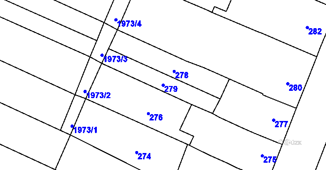 Parcela st. 279 v KÚ Lužice u Hodonína, Katastrální mapa