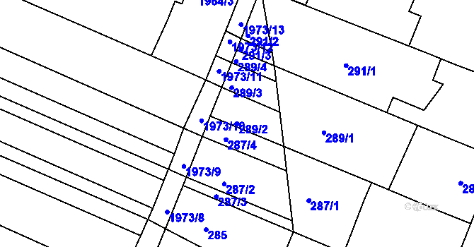 Parcela st. 289/2 v KÚ Lužice u Hodonína, Katastrální mapa