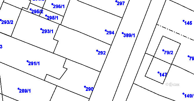 Parcela st. 292 v KÚ Lužice u Hodonína, Katastrální mapa