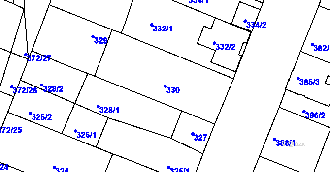 Parcela st. 330 v KÚ Lužice u Hodonína, Katastrální mapa
