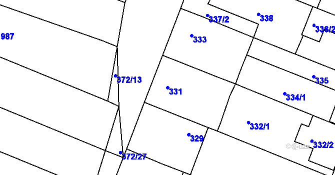 Parcela st. 331 v KÚ Lužice u Hodonína, Katastrální mapa