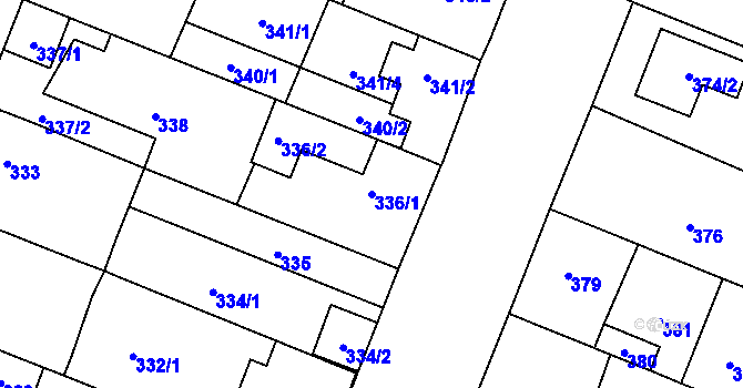 Parcela st. 336/1 v KÚ Lužice u Hodonína, Katastrální mapa