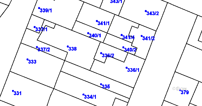 Parcela st. 336/2 v KÚ Lužice u Hodonína, Katastrální mapa