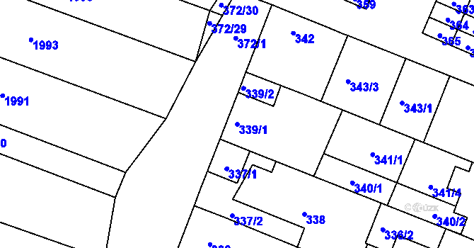 Parcela st. 339/1 v KÚ Lužice u Hodonína, Katastrální mapa