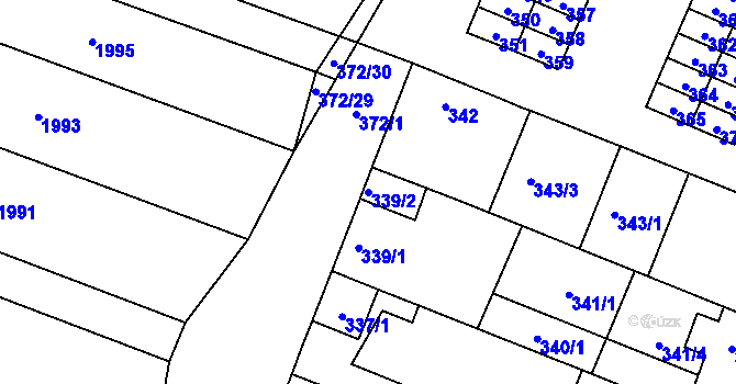 Parcela st. 339/2 v KÚ Lužice u Hodonína, Katastrální mapa