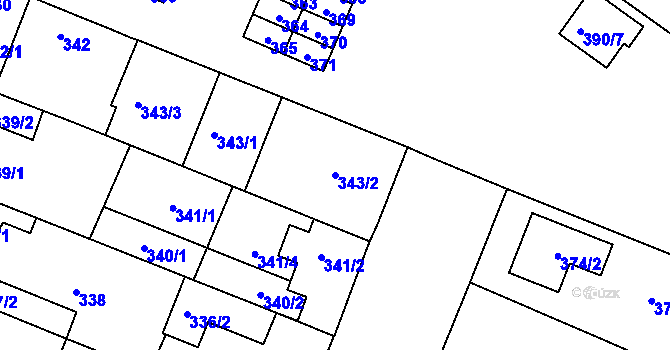 Parcela st. 343/2 v KÚ Lužice u Hodonína, Katastrální mapa