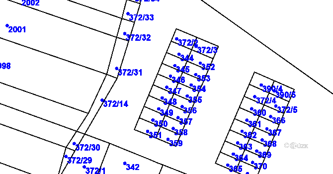 Parcela st. 347 v KÚ Lužice u Hodonína, Katastrální mapa