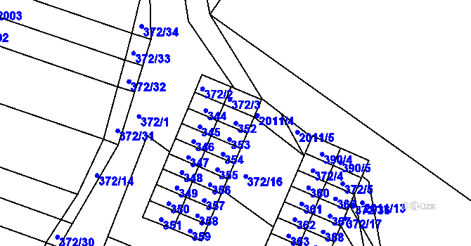 Parcela st. 352 v KÚ Lužice u Hodonína, Katastrální mapa