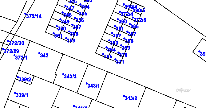 Parcela st. 365 v KÚ Lužice u Hodonína, Katastrální mapa