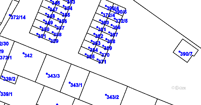 Parcela st. 370 v KÚ Lužice u Hodonína, Katastrální mapa