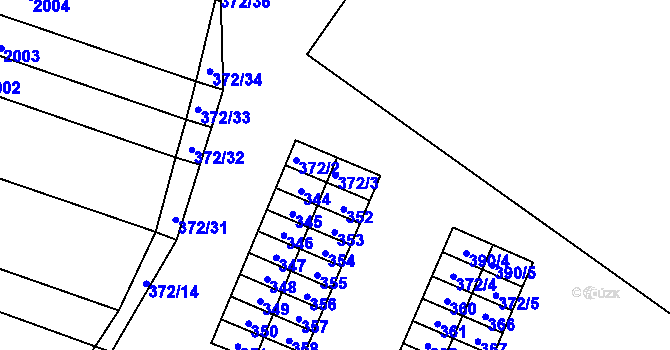 Parcela st. 372/3 v KÚ Lužice u Hodonína, Katastrální mapa