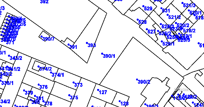Parcela st. 390/1 v KÚ Lužice u Hodonína, Katastrální mapa