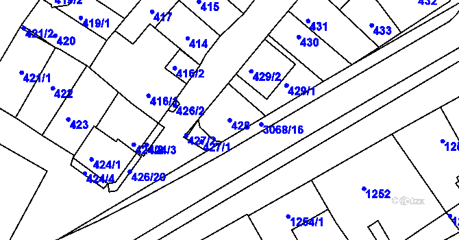 Parcela st. 428 v KÚ Lužice u Hodonína, Katastrální mapa