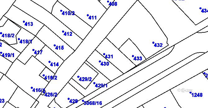 Parcela st. 431 v KÚ Lužice u Hodonína, Katastrální mapa