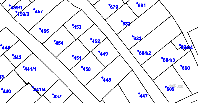 Parcela st. 449 v KÚ Lužice u Hodonína, Katastrální mapa