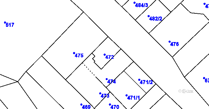 Parcela st. 472 v KÚ Lužice u Hodonína, Katastrální mapa