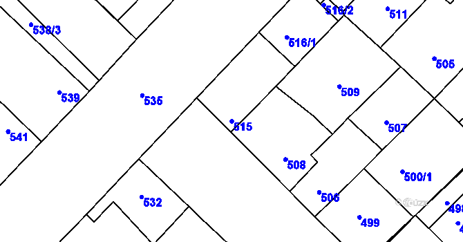 Parcela st. 515 v KÚ Lužice u Hodonína, Katastrální mapa