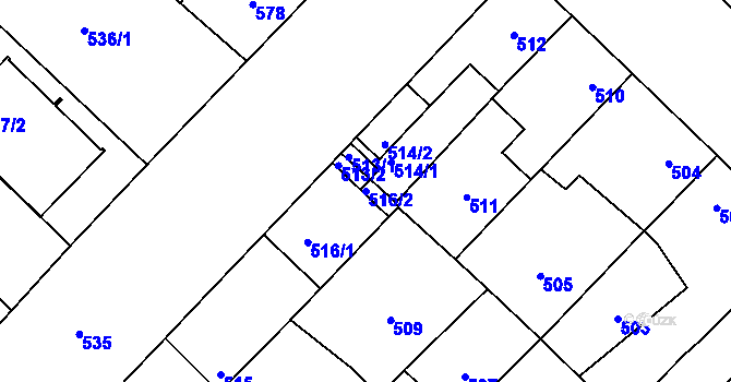 Parcela st. 516/2 v KÚ Lužice u Hodonína, Katastrální mapa