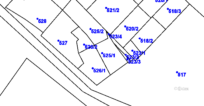 Parcela st. 525/1 v KÚ Lužice u Hodonína, Katastrální mapa