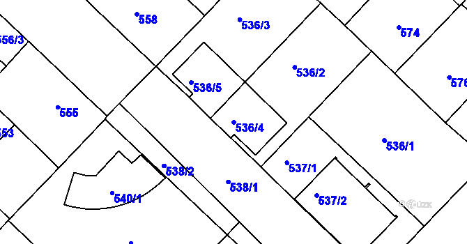 Parcela st. 536/4 v KÚ Lužice u Hodonína, Katastrální mapa
