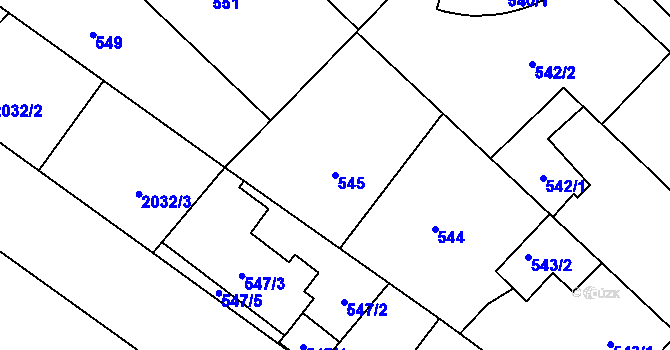 Parcela st. 545 v KÚ Lužice u Hodonína, Katastrální mapa