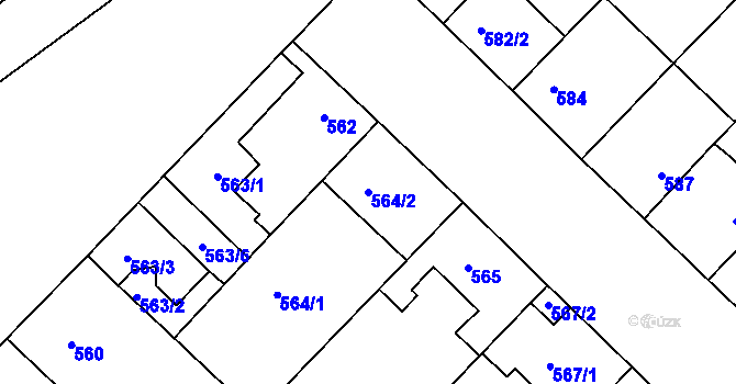 Parcela st. 564/2 v KÚ Lužice u Hodonína, Katastrální mapa