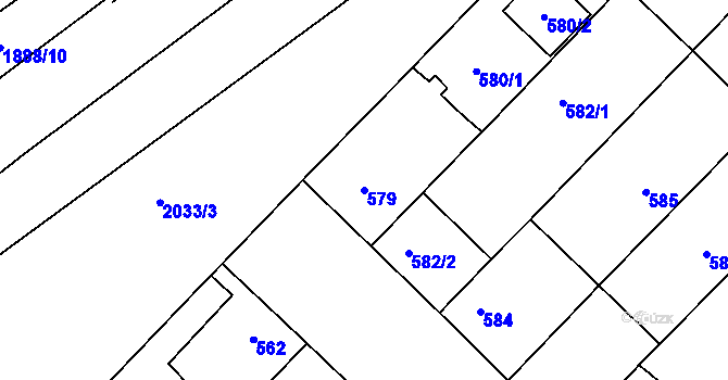 Parcela st. 579 v KÚ Lužice u Hodonína, Katastrální mapa