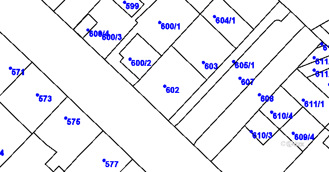 Parcela st. 602 v KÚ Lužice u Hodonína, Katastrální mapa
