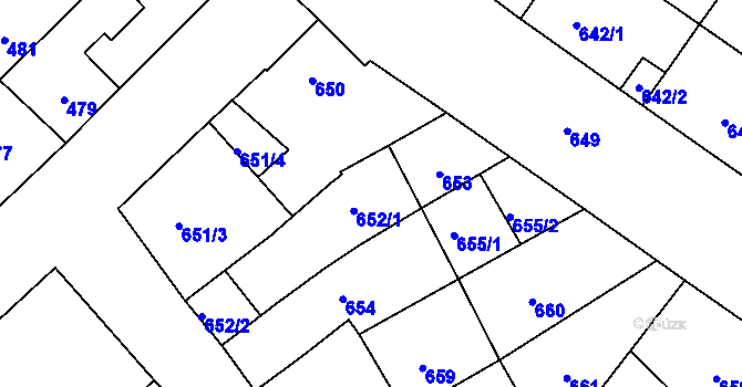 Parcela st. 652 v KÚ Lužice u Hodonína, Katastrální mapa