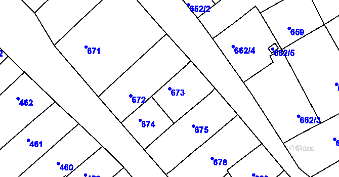 Parcela st. 673 v KÚ Lužice u Hodonína, Katastrální mapa