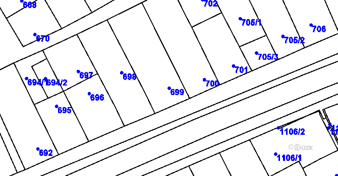 Parcela st. 699 v KÚ Lužice u Hodonína, Katastrální mapa