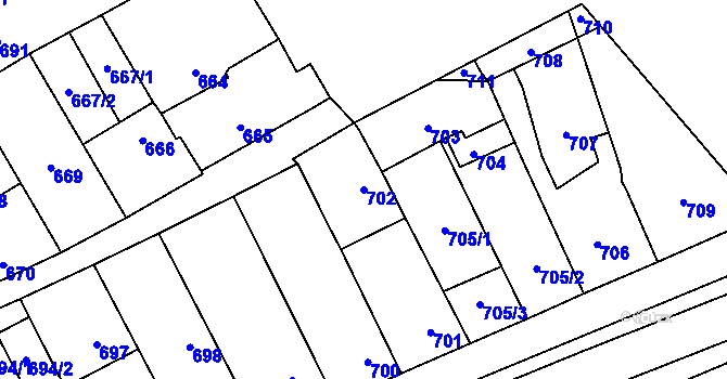 Parcela st. 702 v KÚ Lužice u Hodonína, Katastrální mapa