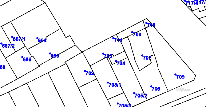 Parcela st. 703 v KÚ Lužice u Hodonína, Katastrální mapa