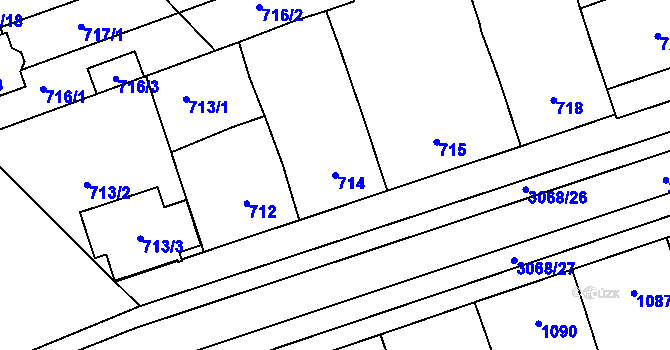 Parcela st. 714 v KÚ Lužice u Hodonína, Katastrální mapa