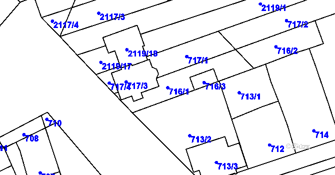 Parcela st. 716/1 v KÚ Lužice u Hodonína, Katastrální mapa