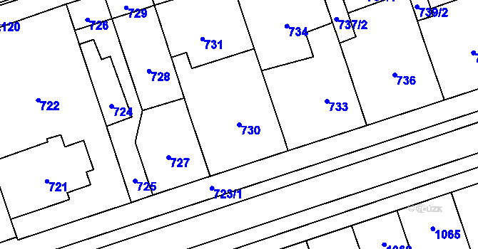 Parcela st. 730 v KÚ Lužice u Hodonína, Katastrální mapa